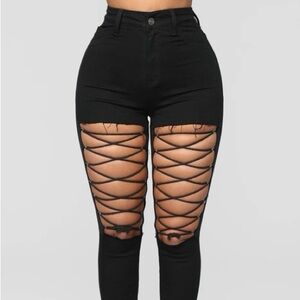 Fashion Nova Nicole High Rise Lace Up Skinny Jeans